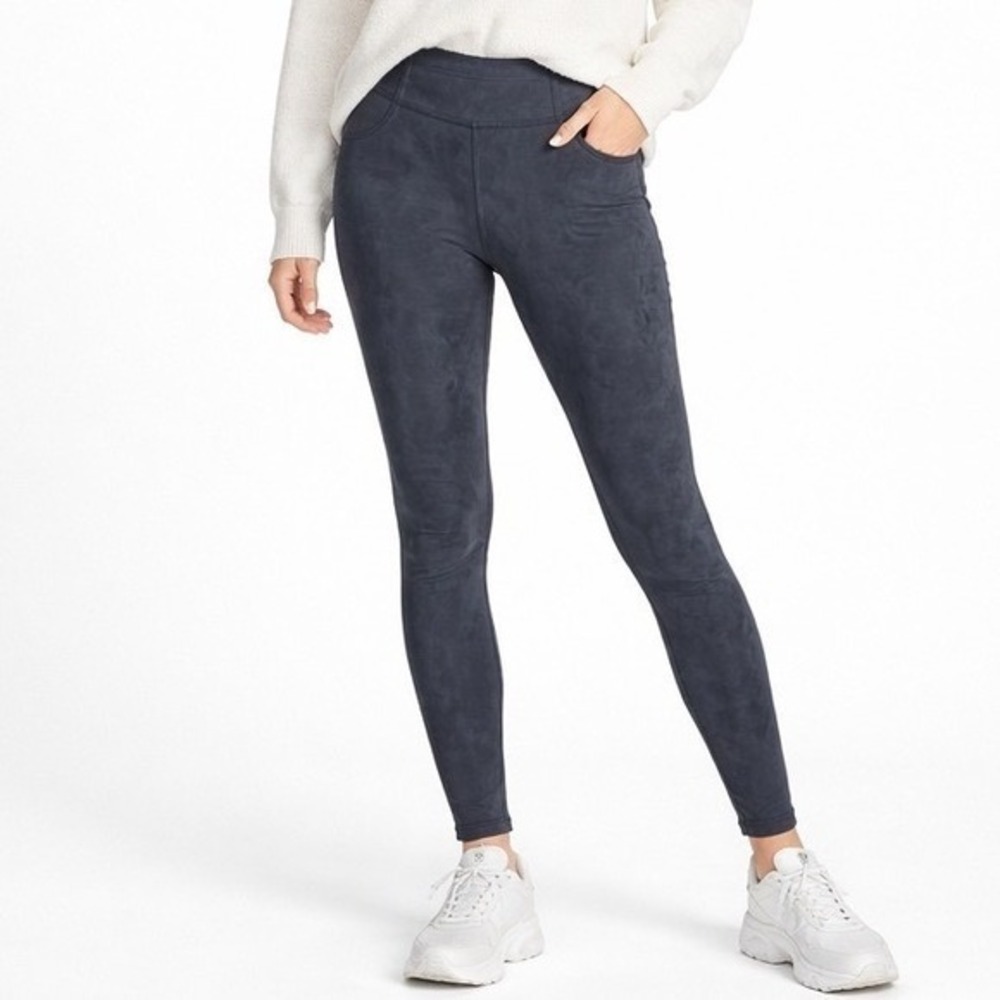 White House Black Market Size 0 Faux Suede Leggings Gray - Picture 1 of 9